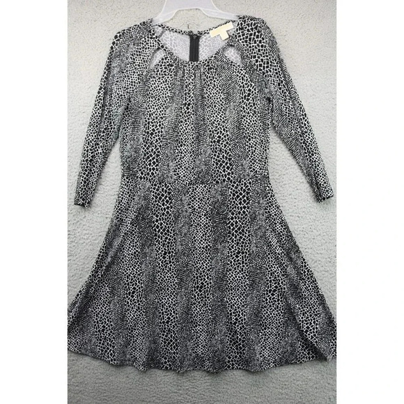 Michael Michael Kors Snake Print Stretchy Dress-3/4 Sleeves-Medium-Back Zip - Picture 1 of 9